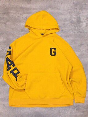 Vintage VTG 1990's 90's Gap Polyester Yellow Spell Out Pull Over Hoodie